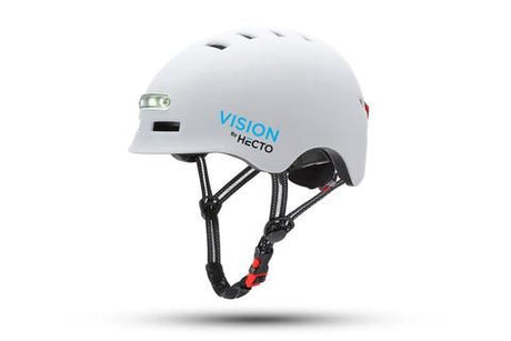 Hecto+ Vision m. indbygget lys hvid - Cykelhjelm