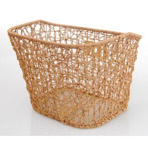 Cykelkurv For Lysebrun, fastmontering plast Rattan Nest m/bøjle og beslag.