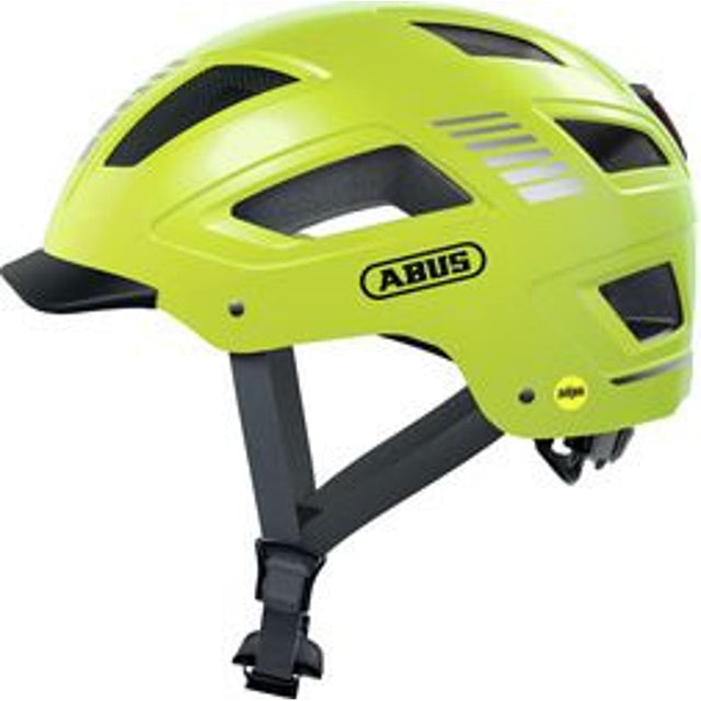 Abus Hyban 2.0 MIPS cykelhjelm i signalgul (Signal Yellow), set fra siden