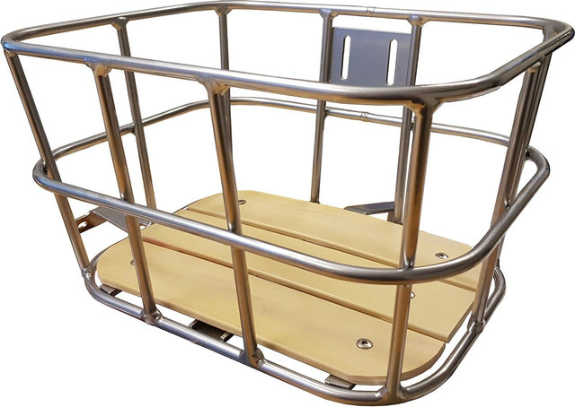 Bike Attitude Retro frontkurv (Hydrogen) i sølv m. træbund