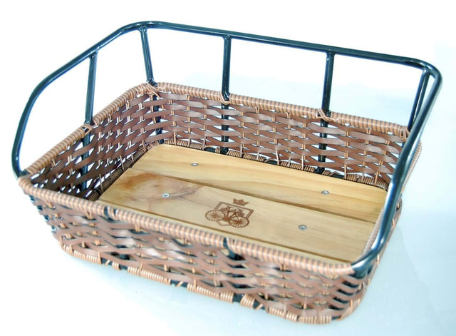 Sort/Brun Avenue plast rattan cykelkurv m/sort alu top