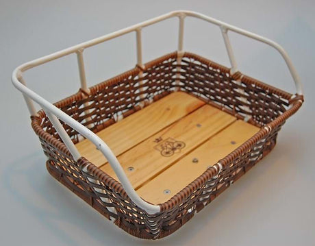 Hvid, Brun Avenue plast rattan cykelkurv m/hvid alu top