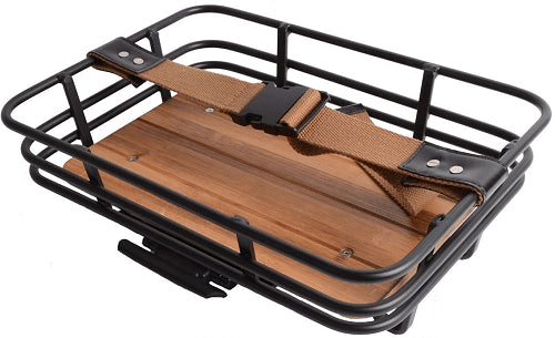 Retro cykelkurv med rem og træbund