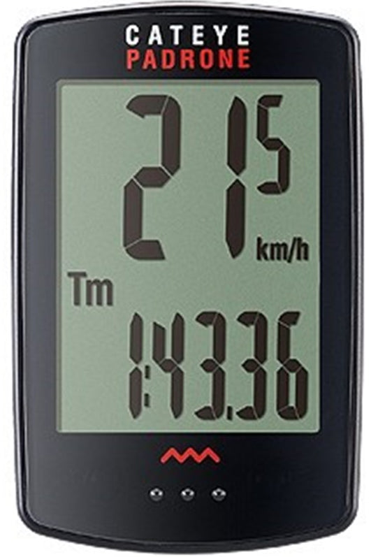 Cateye padrone trådløs cykelcomputer m. stort display, sort