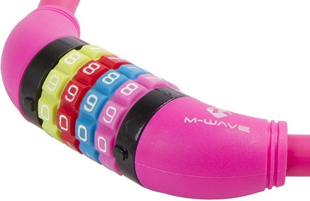 M-Wave DS 12.6,5 cykellås med kode, pink