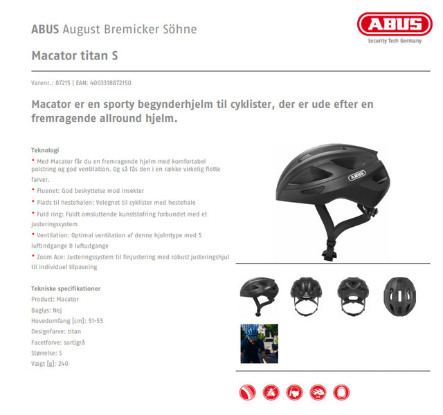 Macator titan Fra Abus Cykelhjelm