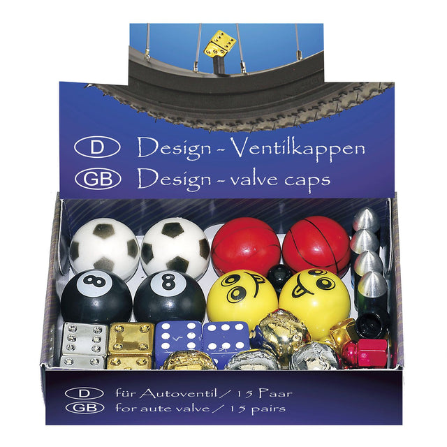 Assorteret cykelventilhættesæt (15-par)