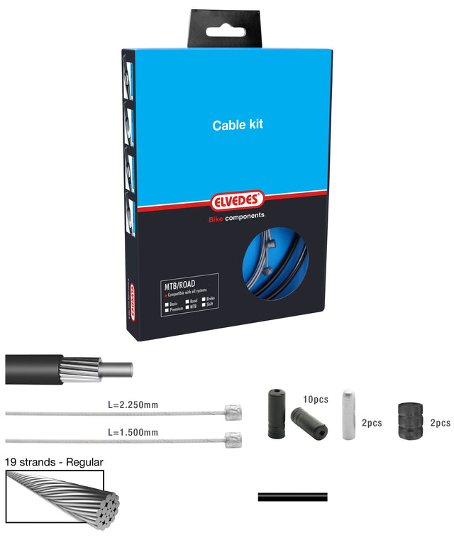 Gearkabelkit Race+MTB / ATB, Sort