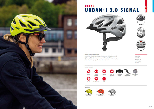 Abus Urban-I 3.0 Signal yellow cykelhjelm m. LED-baglygte