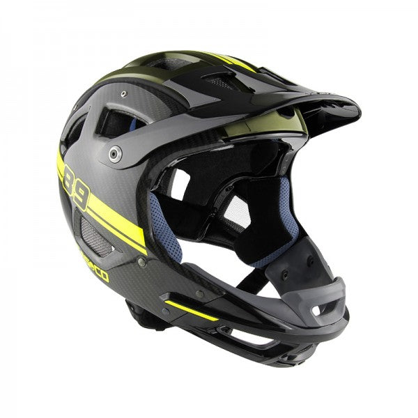 Casco MTBE Full Face Carbon neon - Cykelhjelm