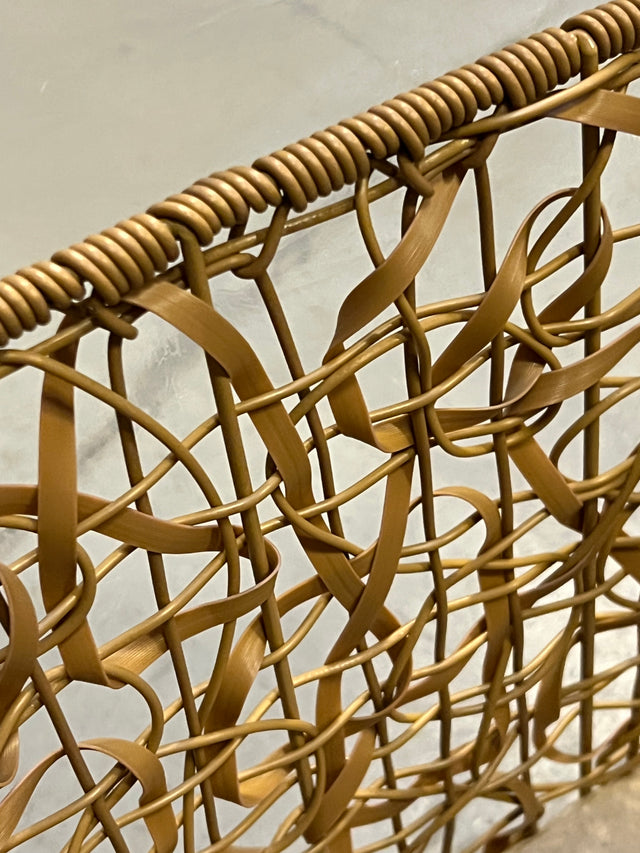 Cykelkurv For Lysebrun, fastmontering plast Rattan Nest m/bøjle.