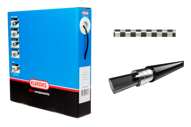Elvedes Bremsestrømpe Ø5,0mm 10m Sort/Chrome inkl. liner – billede 1