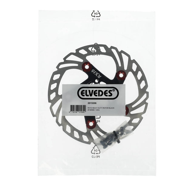 Elvedes Bremseskive Ø160mm 120g 6 Bolte Sort/Rød – billede 3