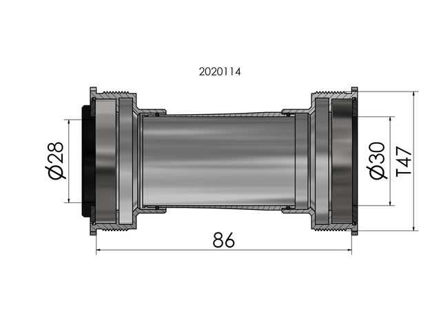 Elvedes Krankboks ThreadFit Praxis 86/28-30mm – billede 4