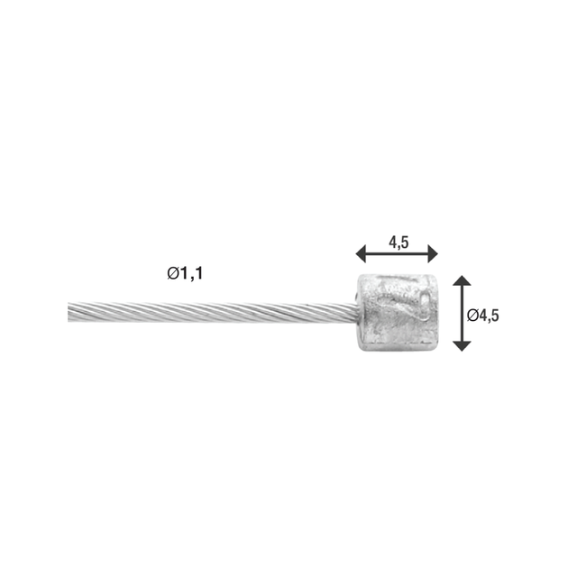 Elvedes Gearwire Slick 2250mm Ø1,1mm N-nipple Ø4,5x4 – billede 1