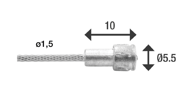 Elvedes Bremsewire Boks ø1,5/2000mm ø5,5×10mm hoved 100stk – billede 2