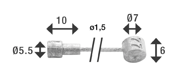 Elvedes Bremsewire 1×19 Ø1,5x4000mm ø5,5×10 & ø7×6mm – billede 5