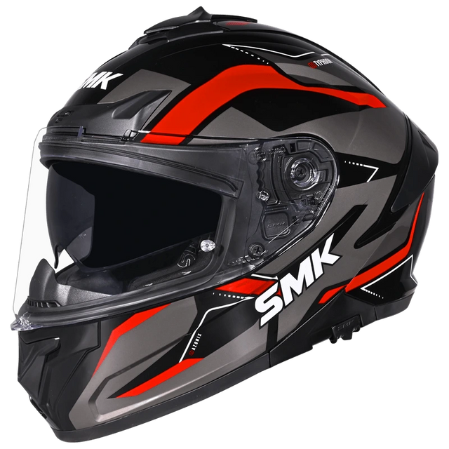 SMK Typhoon Azonix Sort/grå/rød integralhjelm med solvisir – billede 1