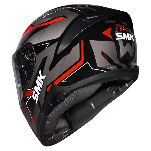 SMK Typhoon Azonix Sort/grå/rød integralhjelm med solvisir – billede 3