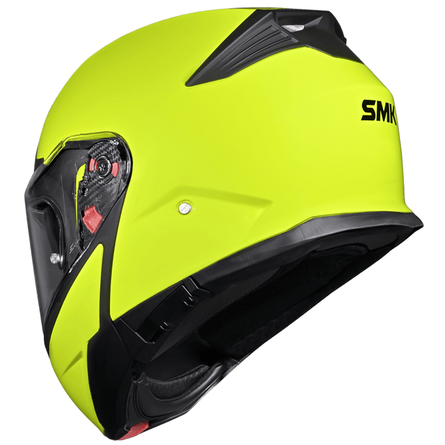SMK Gullwing Safety yellow (neongul) klaphjelm med solvisir – billede 4