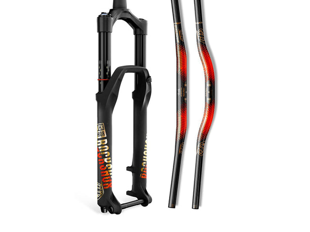 RockShox Troy Lee Designs mærkatsæt 35 mm til PIKE/Lyrik/Yari (2018+), guld/orange – billede 1