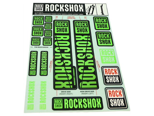 RockShox klistermærkesæt til SID/Reba/Recon m.fl., 30/32 mm, NE05 Green – billede 1
