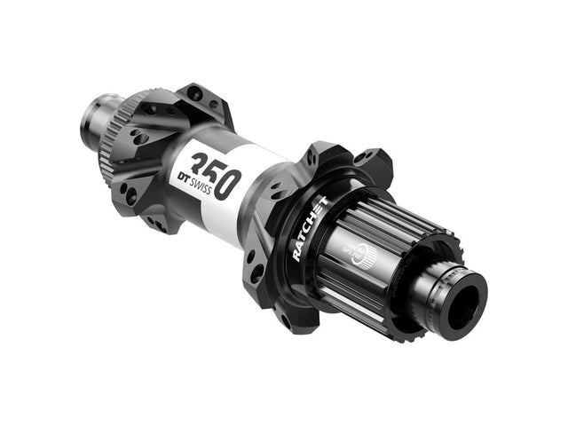 DT Swiss 350 baghjulsnav, Center Lock, 12x148 mm, Shimano Micro Spline, 28 huller, sort – billede 1