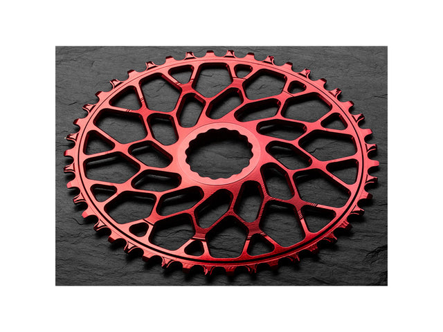 absoluteBLACK oval klinge 44T, Direct Mount til Easton, 3 mm offset, rød – billede 1