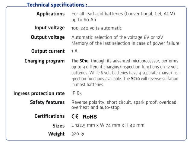SC Power charger 6/12V 1A - 9 phases – billede 2