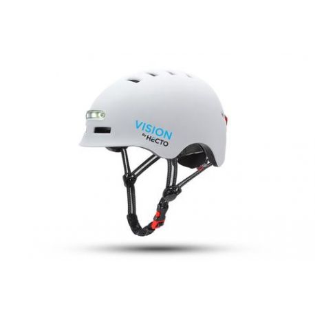 Cykelhjelm Hecto+ Vision m. indbygget lys hvid - Cykelhjelm