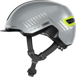 ABUS HUD-Y Signal Silver cykelhjelm – produktbillede 1