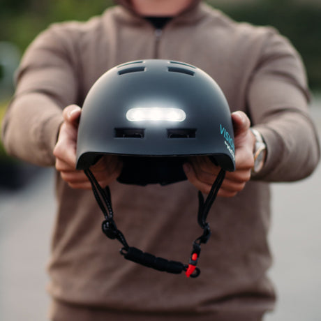 Hecto+ Vision m. indbygget lys sort - Cykelhjelm