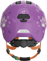 Abus Smiley 3.0 SE purple star - grønt spænde - børne cykelhjelm