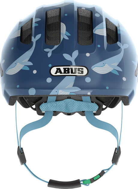 Abus Smiley 3.0 SE blue whale - grønt spænde - børne cykelhjelm