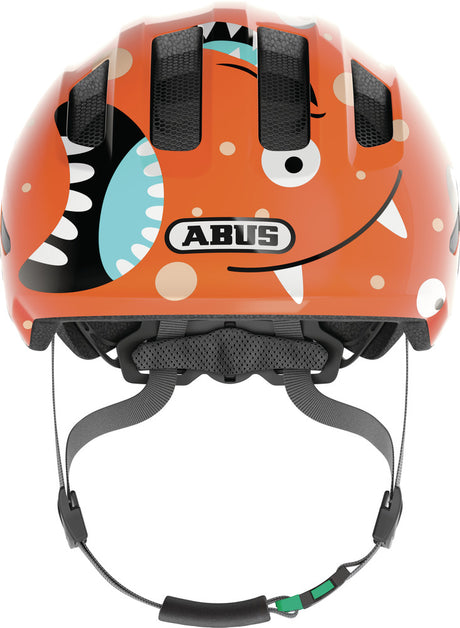 Abus Smiley 3.0 SE orange monster - grønt spænde - børne cykelhjelm