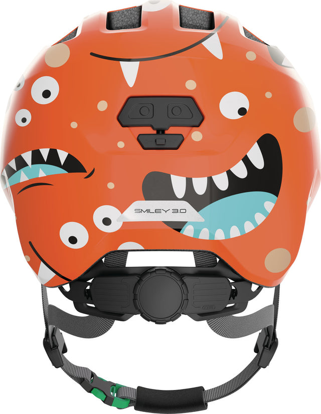 Abus Smiley 3.0 SE orange monster - grønt spænde - børne cykelhjelm