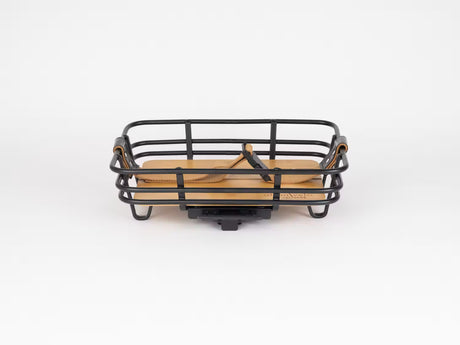 Atran Velo Epic Retro AVS-frontkurv i mat sort med bambusbund, set fra siden