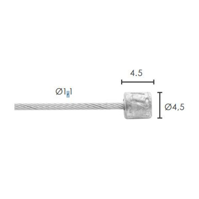 Elvedes Gearwire ø1,1/4000mm N-nipple Ø4,5x4,5 Slick – billede 1