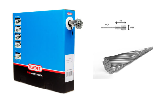 Elvedes Bremsewire Boks 1×49 ø1,5/2000mm ø5,5×10mm 100stk – billede 1