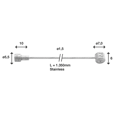 Elvedes Bremsekabel til Splitter(EL2017161) Øvre 1350mm – billede 1