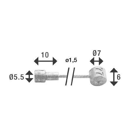 Elvedes Bremsewire 1×19 Ø1,5x4000mm ø5,5×10 & ø7×6mm – billede 1