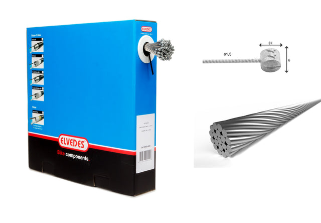 Elvedes Bremsewire Boks 1×19 ø1,5/2000mm ø7×6mm 100stk – billede 1