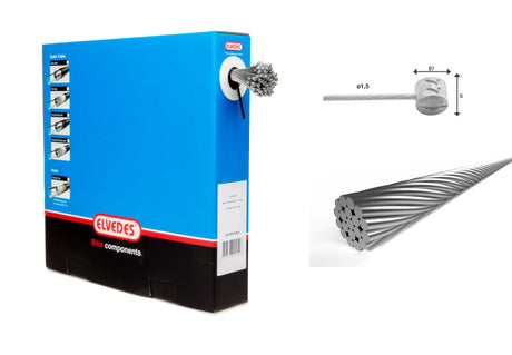 Elvedes Bremsewire Boks 1×19 ø1,5/3000mm ø7×6mm 50stk – billede 1