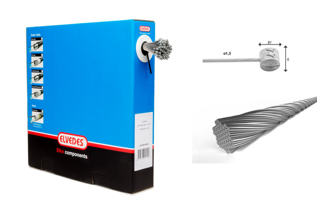 Elvedes Bremsewire Boks 1×49 ø1,5/2250mm ø7×6mm 100stk – billede 1
