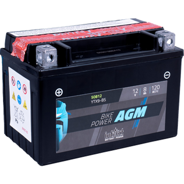 intAct Bike-Power AGM battery YTX9-BS – billede 1