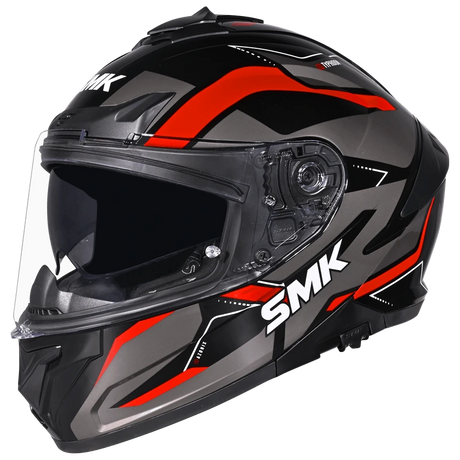 SMK Typhoon Azonix Sort/grå/rød integralhjelm med solvisir – billede 1