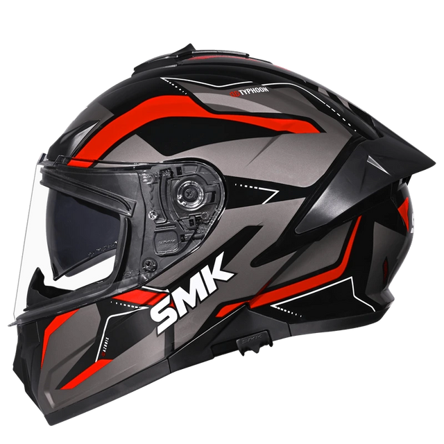 SMK Typhoon Azonix Sort/grå/rød integralhjelm med solvisir – billede 2