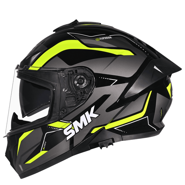SMK Typhoon Azonix Sort/grå/neongul integralhjelm med solvisir – billede 2