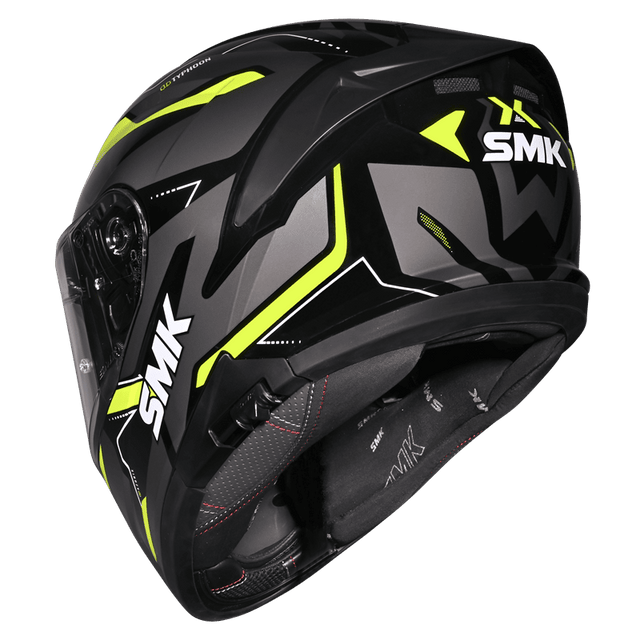 SMK Typhoon Azonix Sort/grå/neongul integralhjelm med solvisir – billede 3