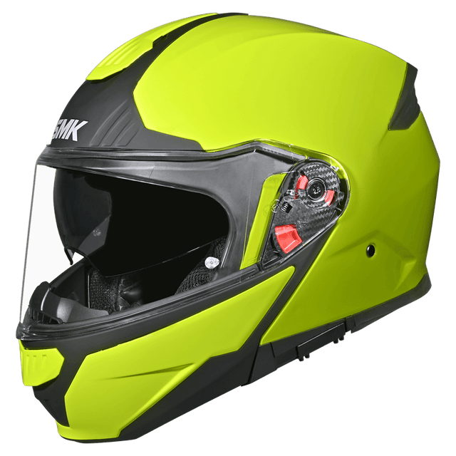 SMK Gullwing Safety yellow (neongul) klaphjelm med solvisir – billede 1